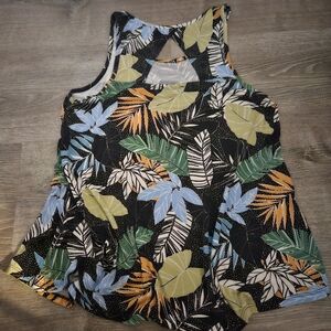 Keyhole Backing Hawaii Always A-Line Tropical Palm Tank Top • L